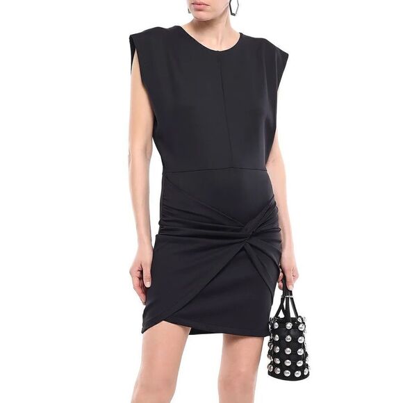 IRO Pearls Twist-Front Ponte Knot Mini Cap Sleeve Bodycon Dress - Picture 1 of 9